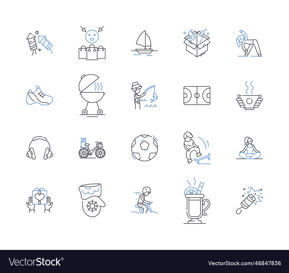 Playtime line icons collection fun games Vector Image