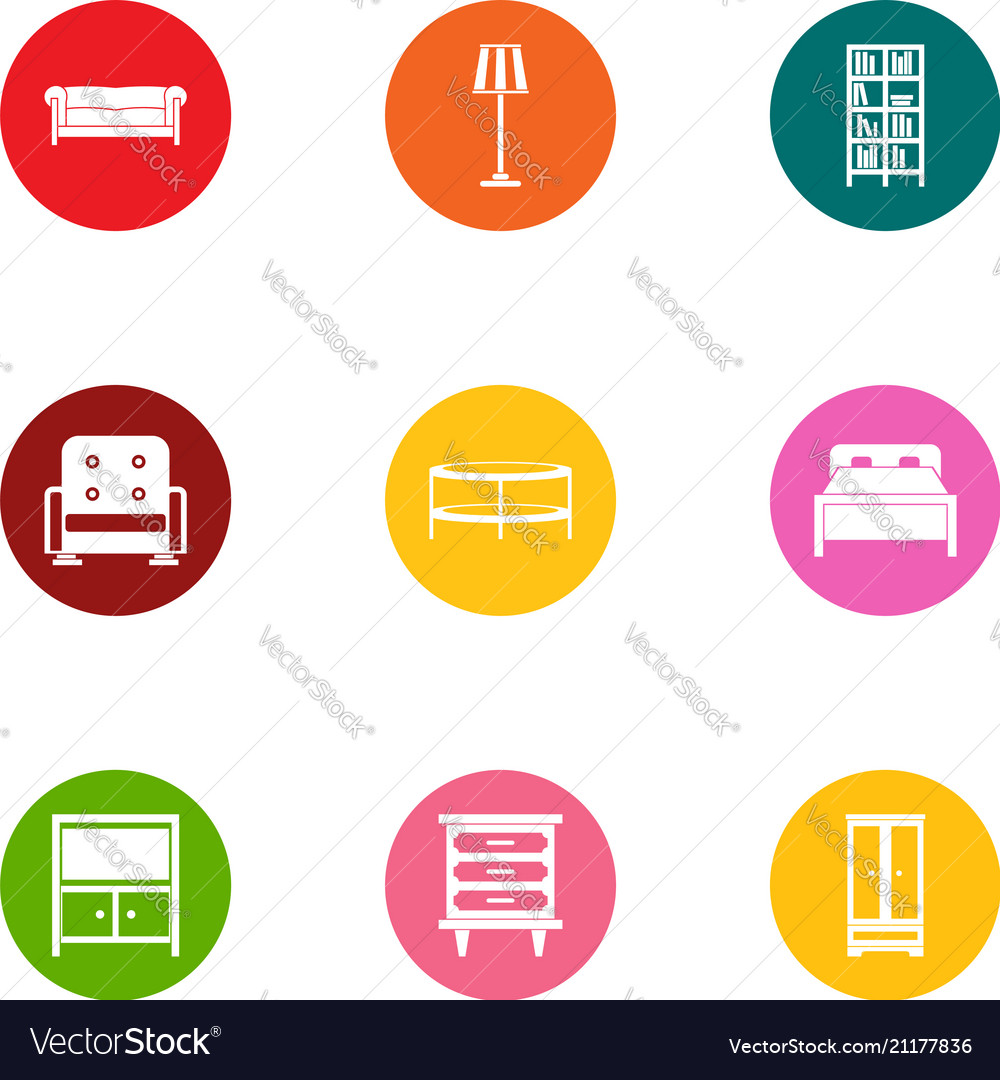 Recliner icons set flat style Royalty Free Vector Image