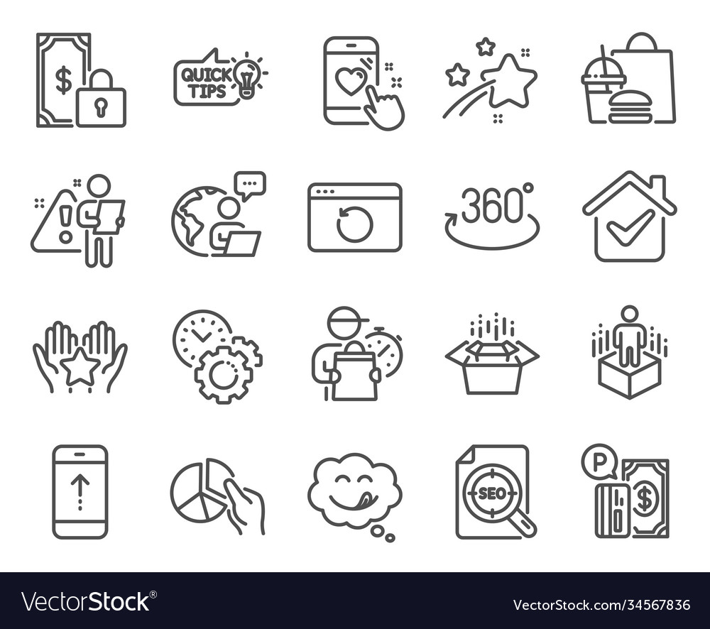 Technology icons set included icon as swipe up