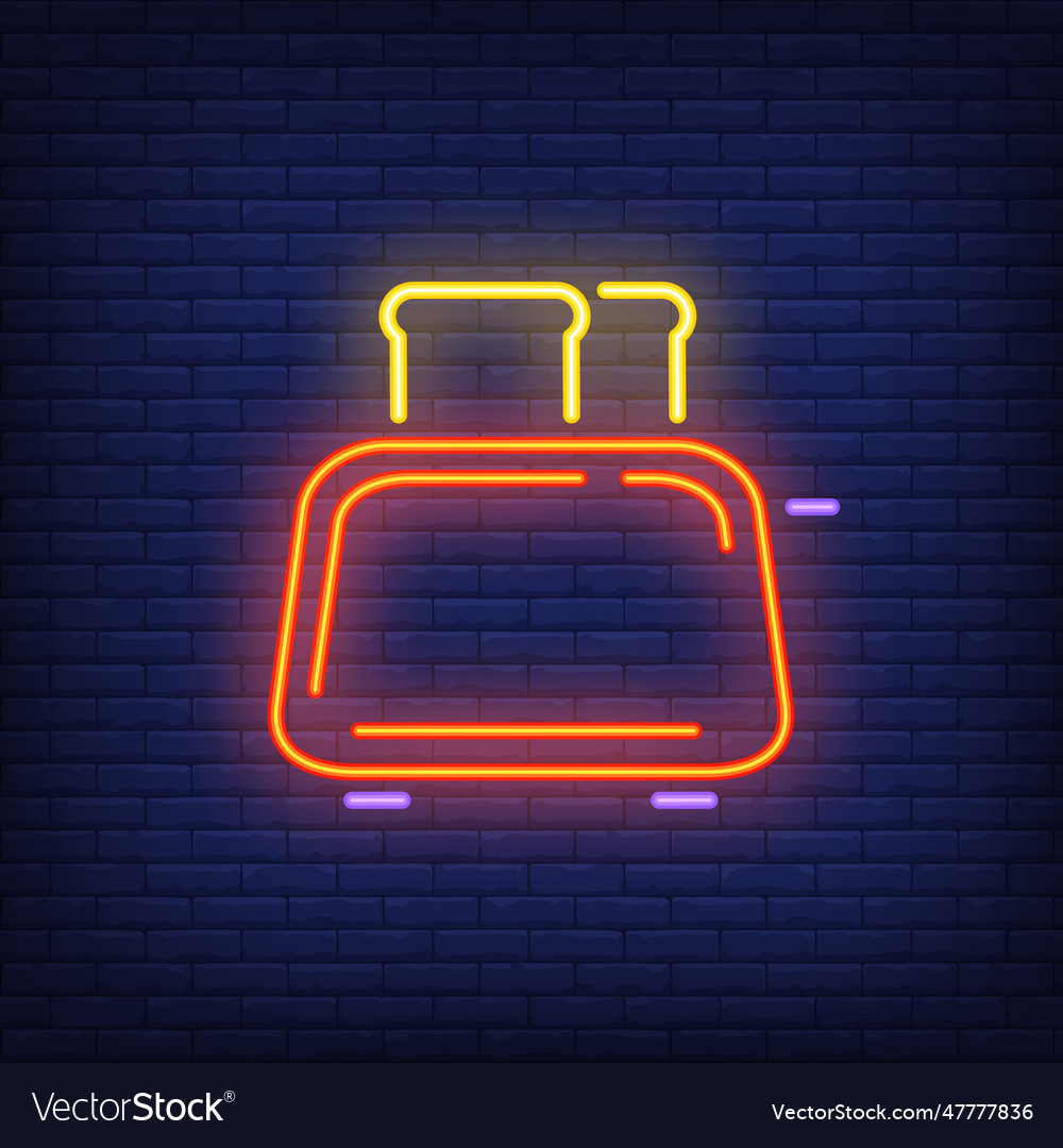 Toaster With Bread Neon Sign Royalty Free Vector Image