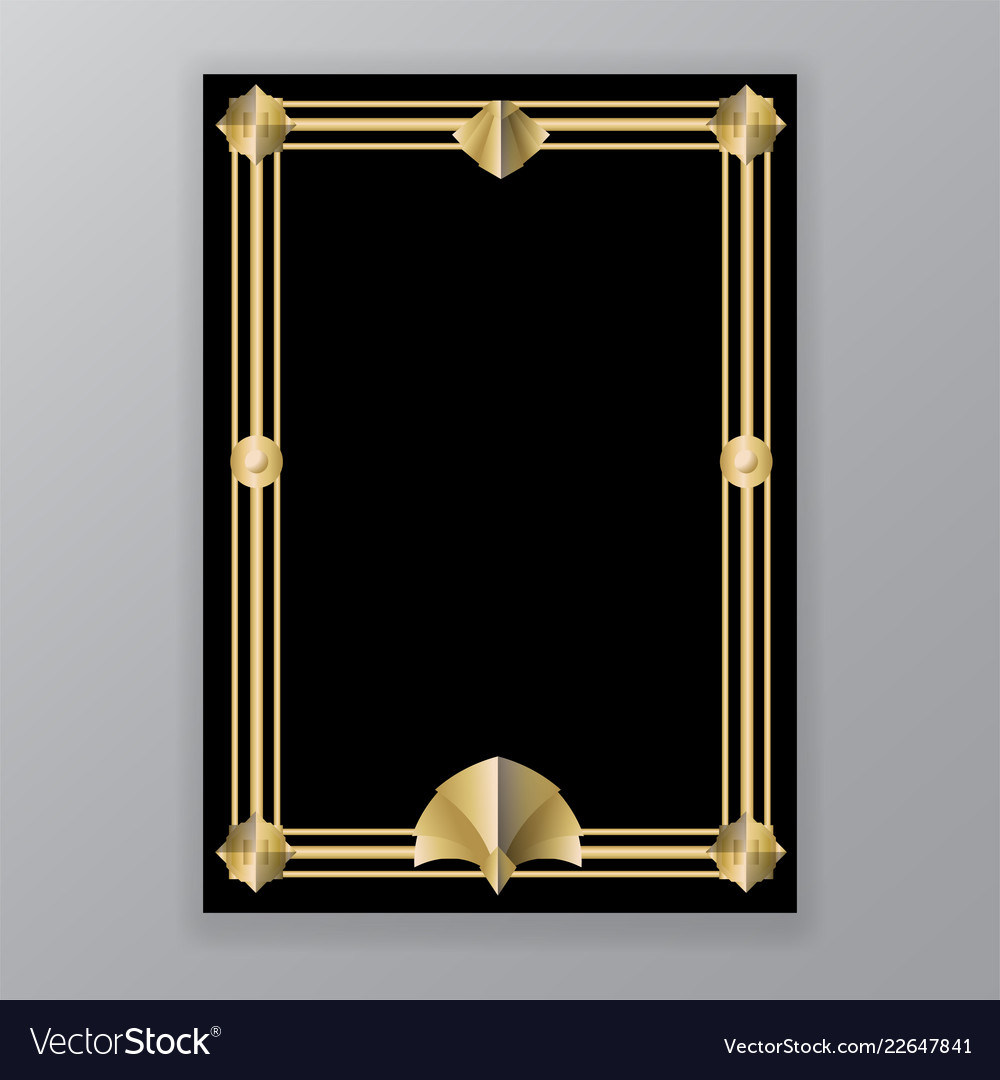 Art deco template golden-black a4 page menu card