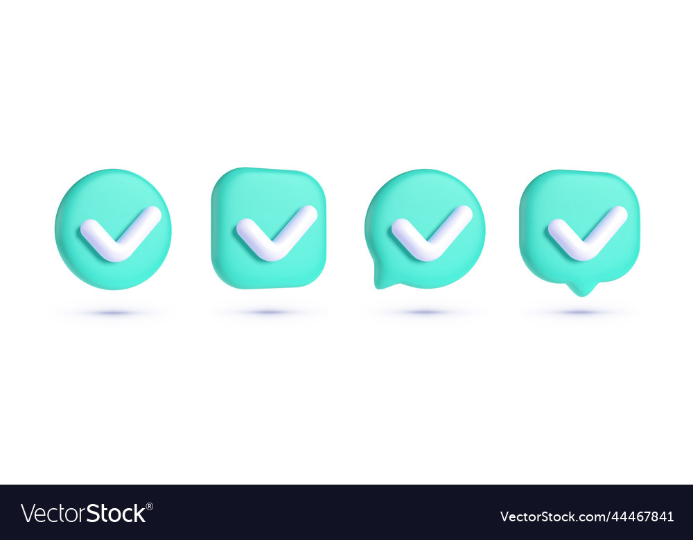 Big set 3d check mark for web design modern vector image Big set 3d check mark for web design modern