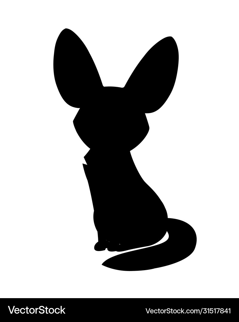 Black Silhouette Cute Fennec Fox Sit On Floor Vector Image
