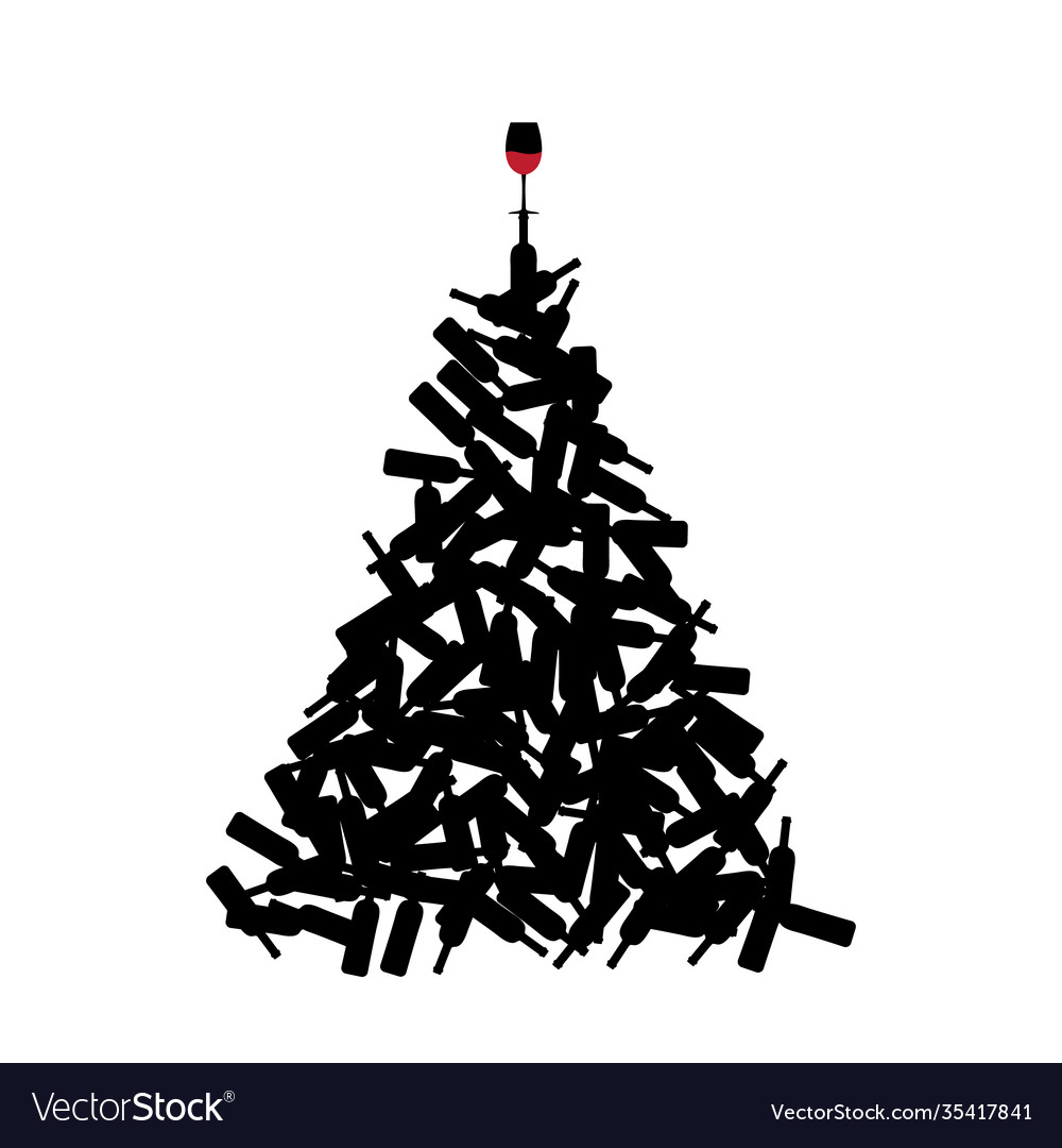 Christmas tree shape made wine bottles Royalty Free Vector