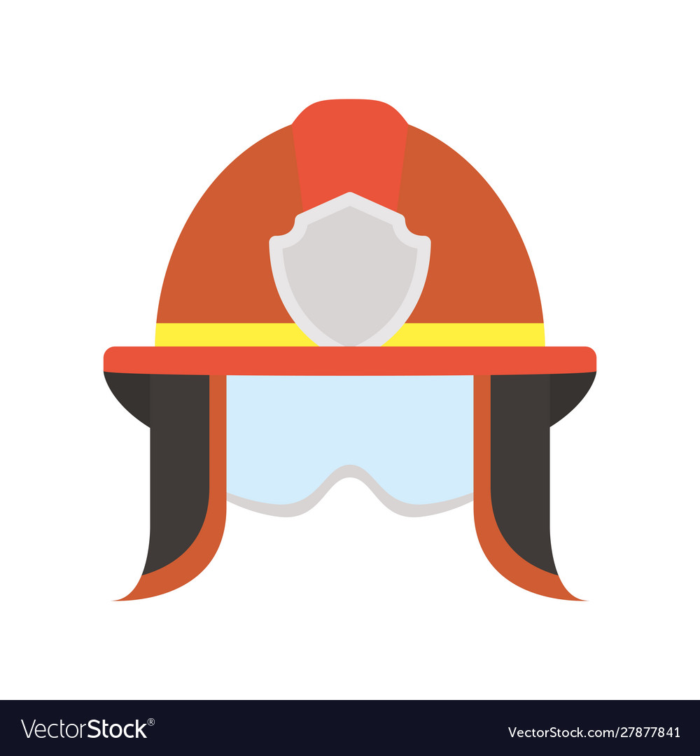 Firefighter Helmet With Goggles Flat Style Icon Vector Image