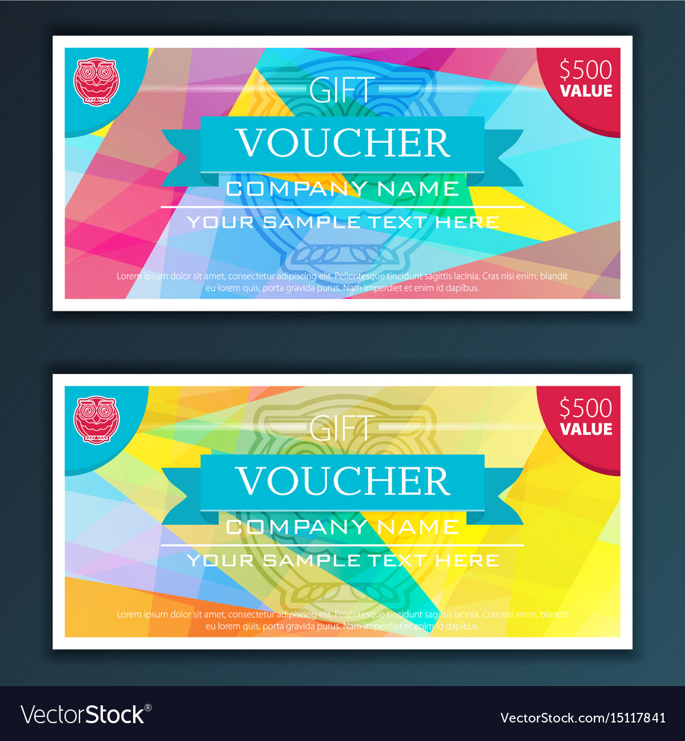 Gift voucher template with modern flat pattern