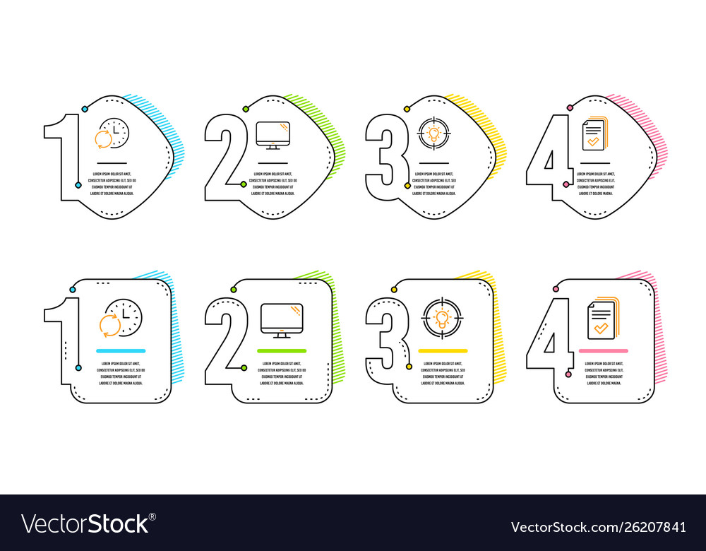 Idea update time and computer icons set handout vector image Idea update time and computer icons set handout