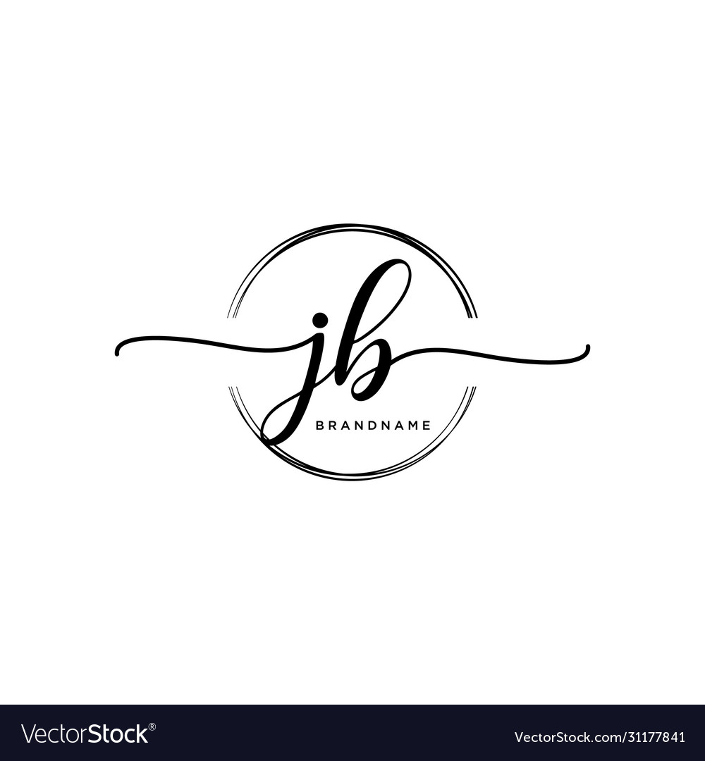 Jb initial handwriting logo with circle template