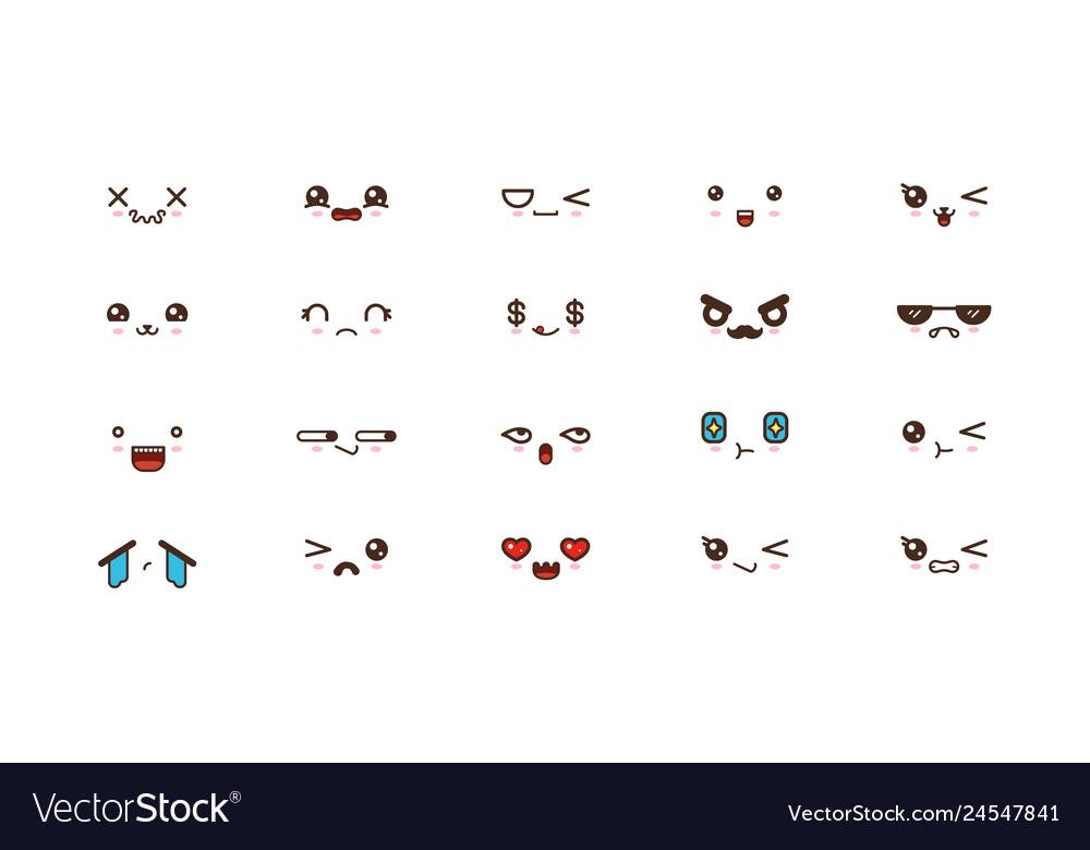 Kawaii lächeln emoticons japanisch emoji