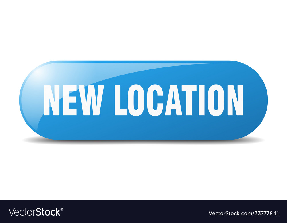 New location button sticker banner rounded glass