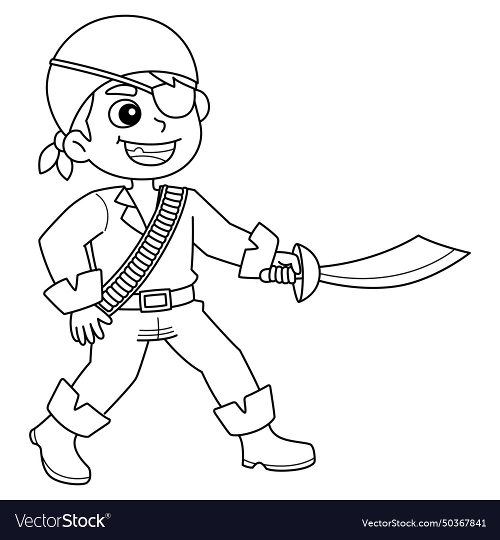 Pirates with a sword isolated coloring page