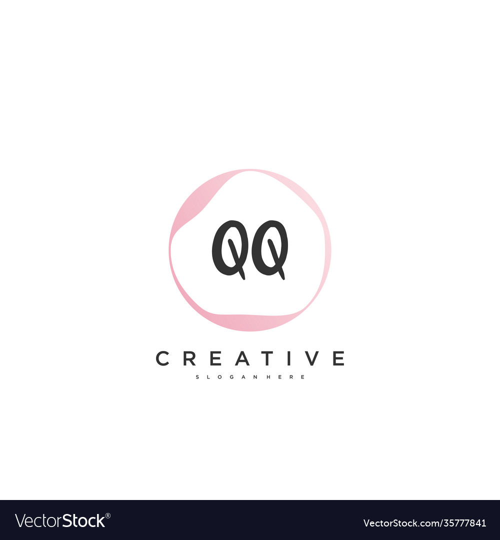 Qq beauty initial logo handwriting art