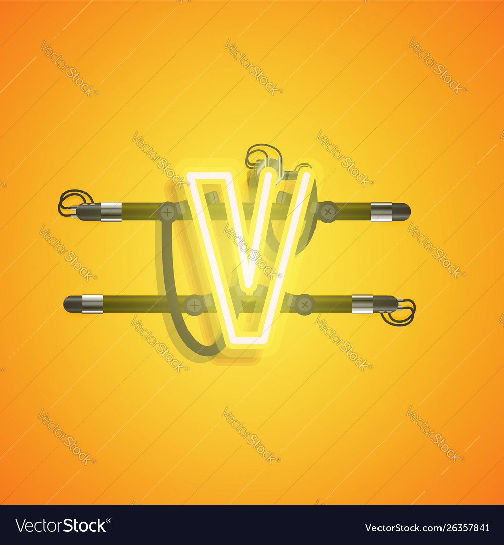 Realistic neon character with wires and console