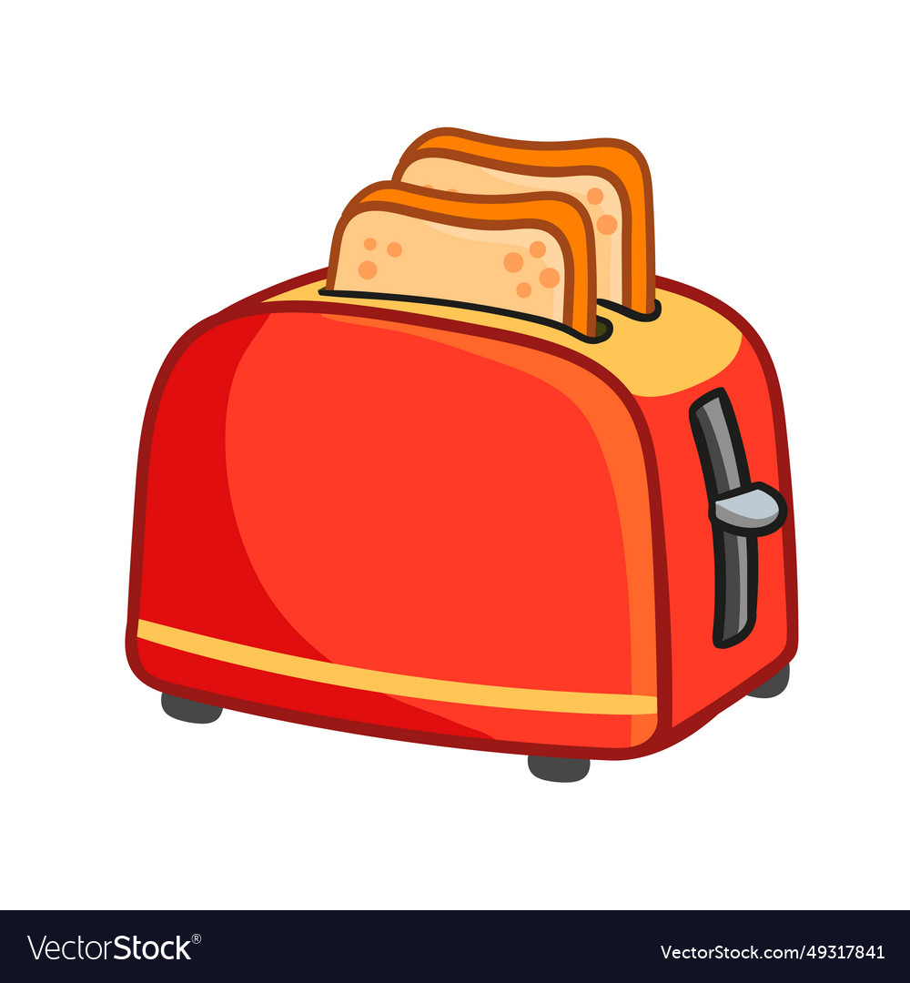 Red toaster with toasted bread for breakfast Vector Image