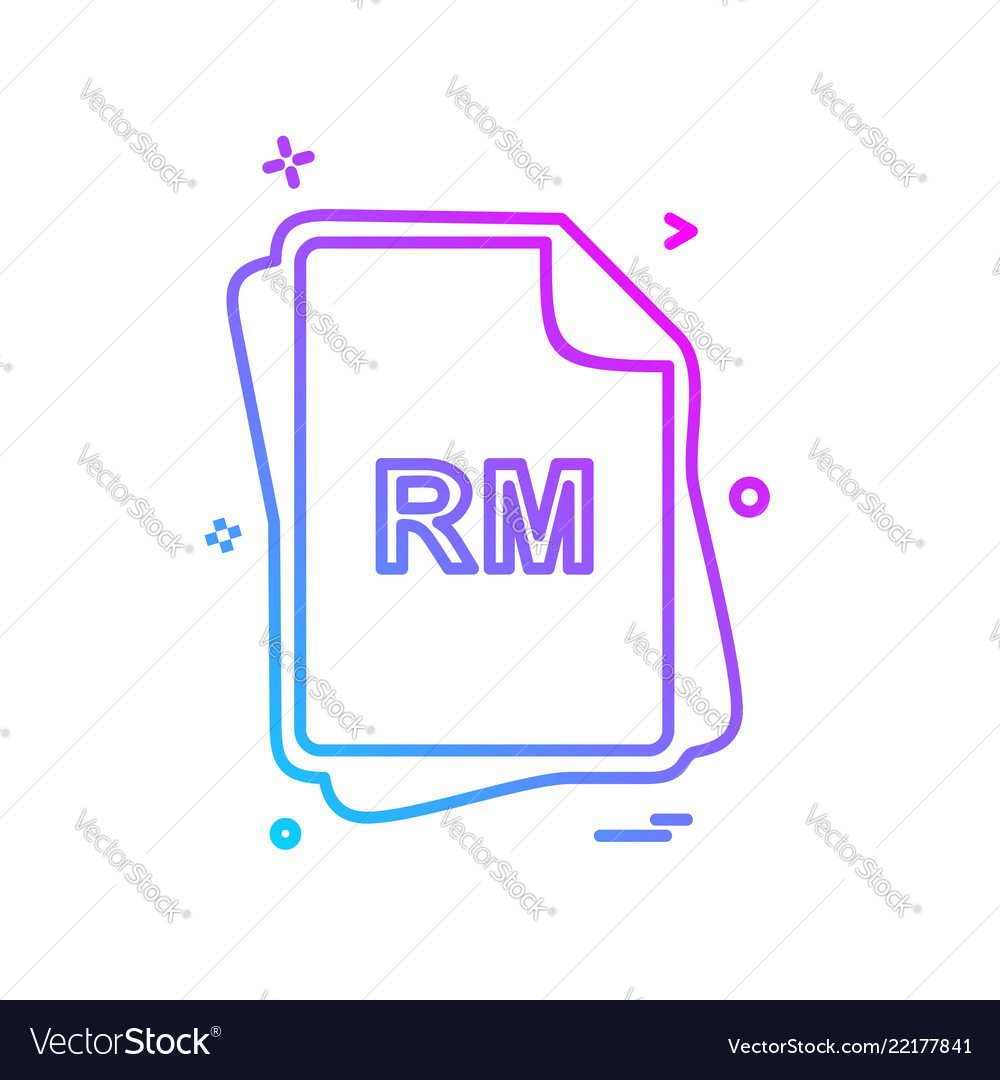 Rm file type icon design vector image Rm file type icon design