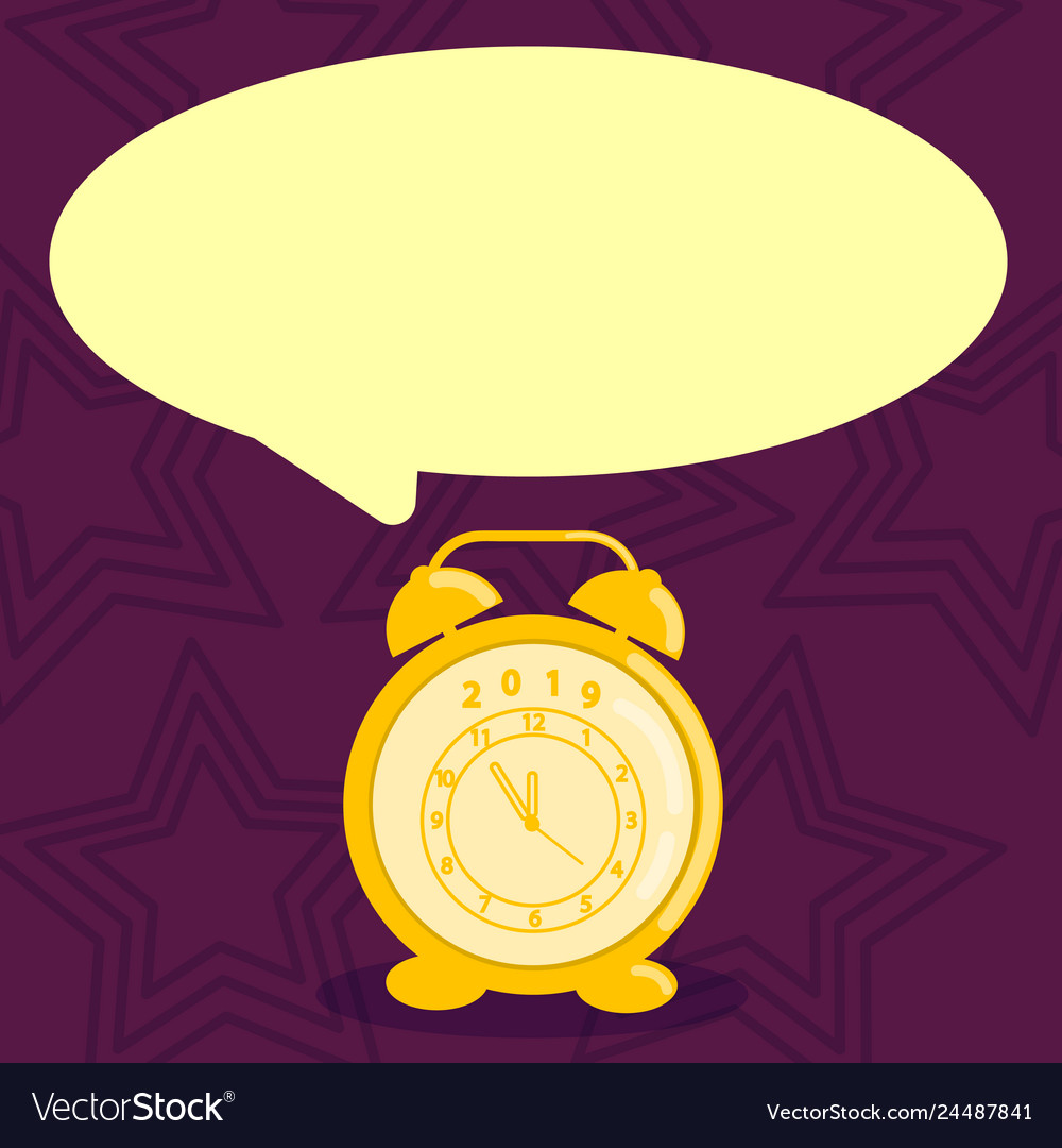 Round shape blank speech bubble and analog alarm vector image Round shape blank speech bubble and analog alarm