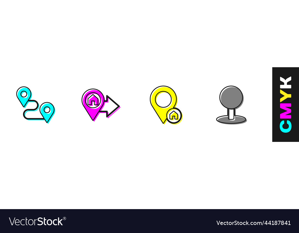 Set route location with house and push Vector Image Set route location with house and push