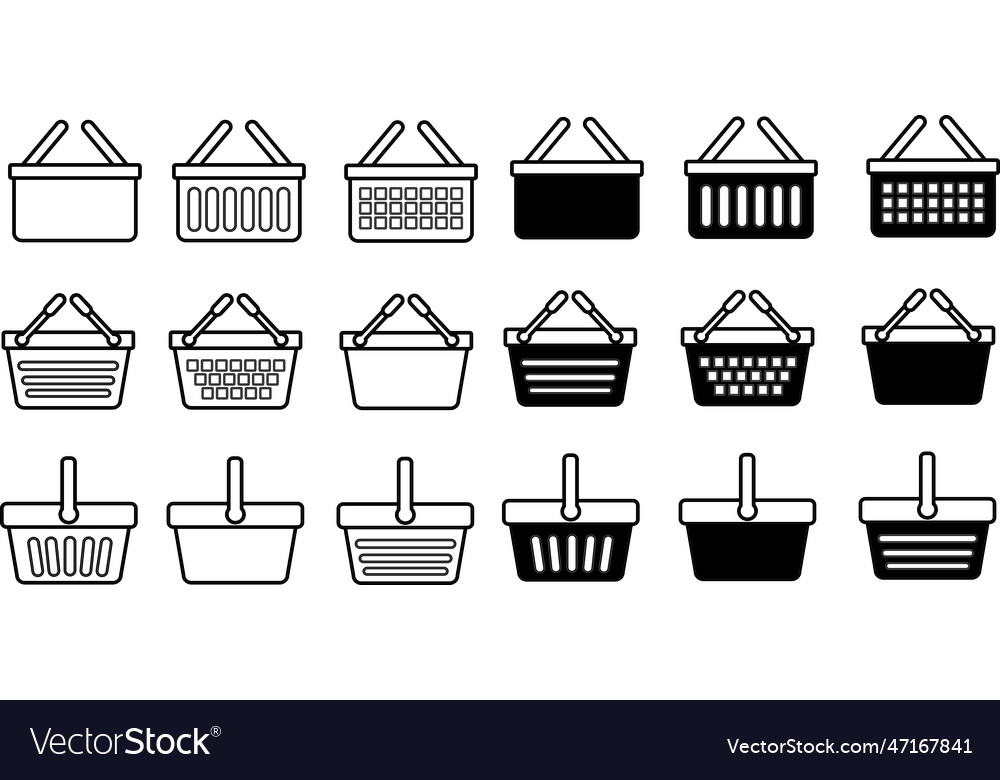 Shopping basket bag icon sign set shop cart