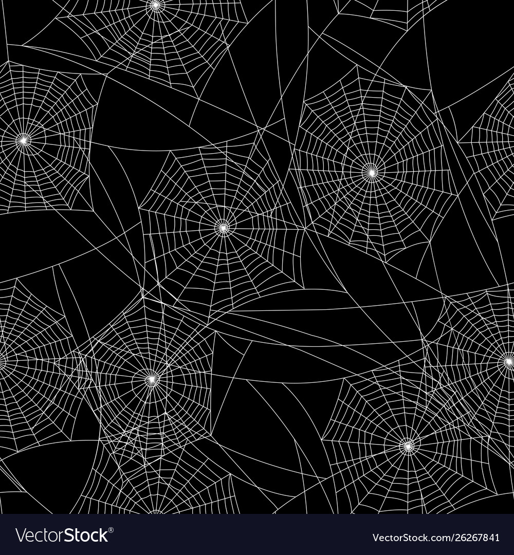 Spider web silhouette halloween seamless pattern Vector Image