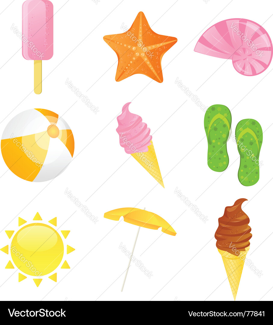 Summer beach icon set Royalty Free Vector Image
