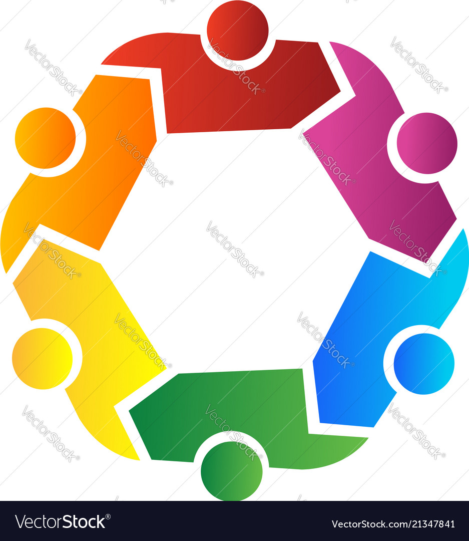 Teamwork group of working friends logo Royalty Free Vector