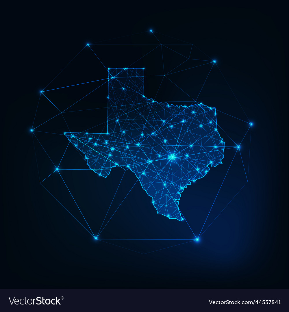 Texas state usa map leuchten Silhouette Umriss