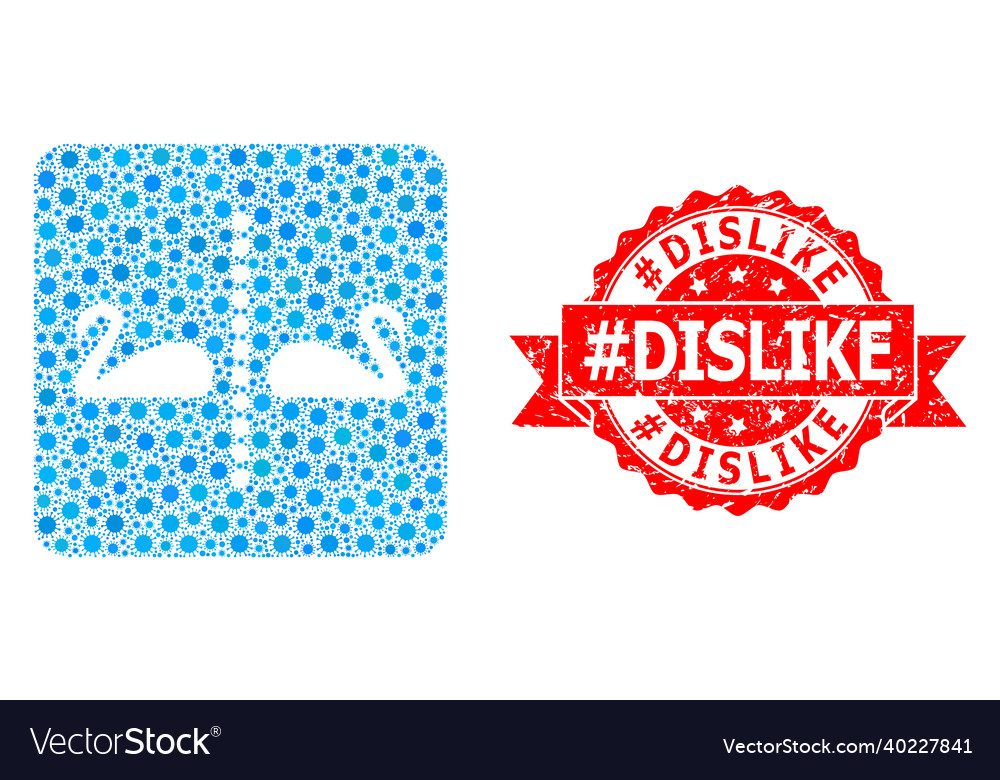 Textured hashtag dislike stamp and covid2019 Vector Image