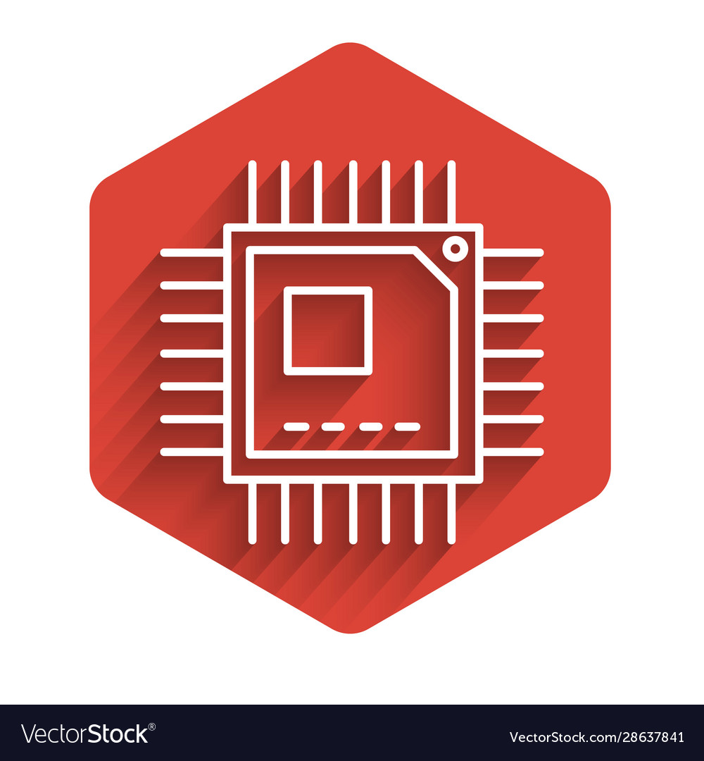 White line computer processor with microcircuits Vector Image White line computer processor with microcircuits