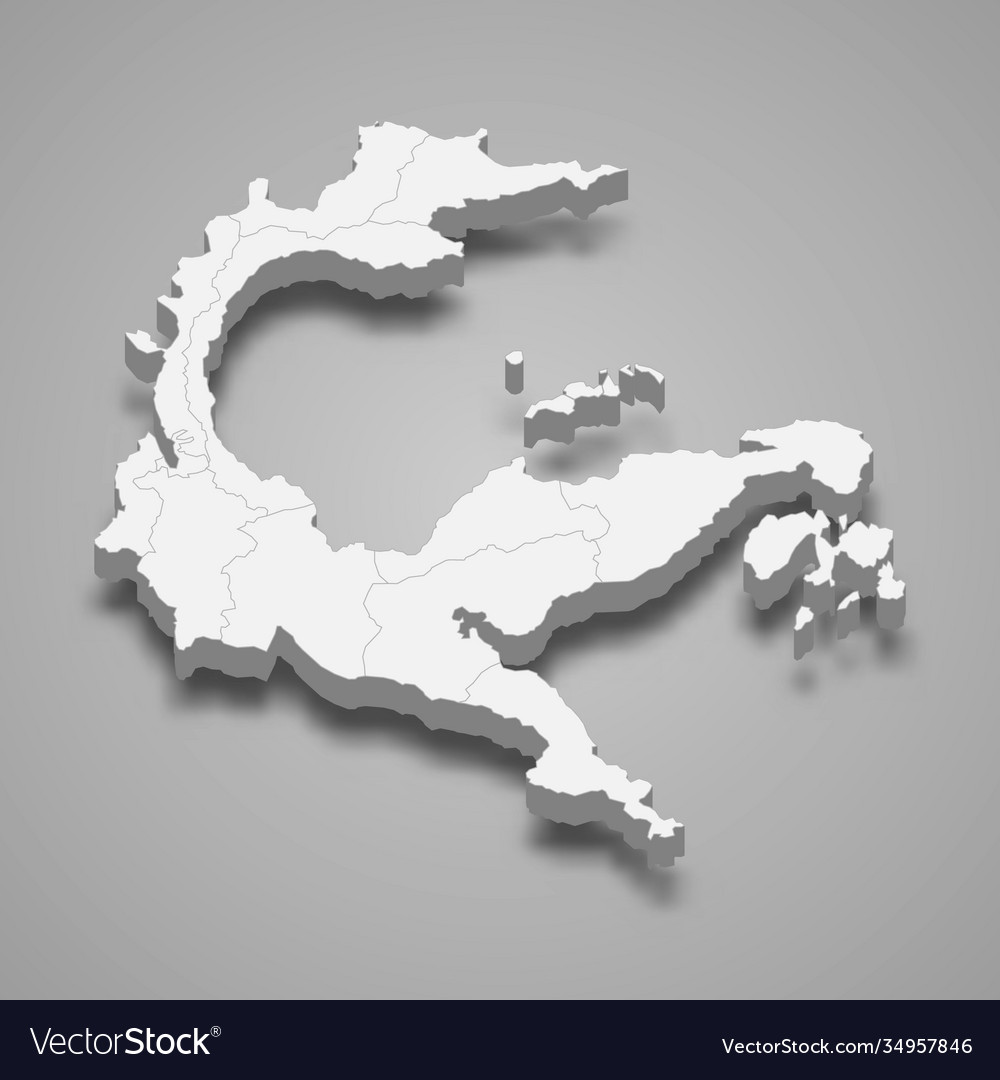 3d isometric map central sulawesi is a Royalty Free Vector