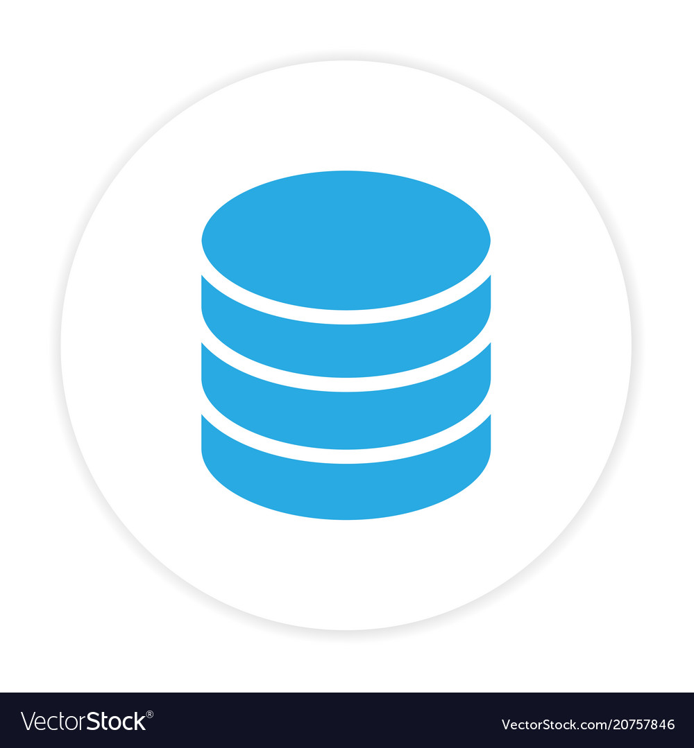 Blue database icon circle frame white background v