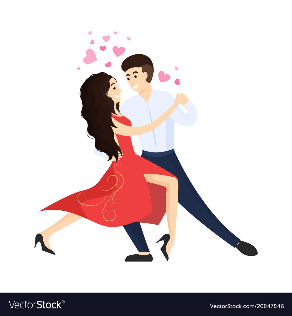 Boyfriend And Girlfriend Dancing Tango Hearts Over