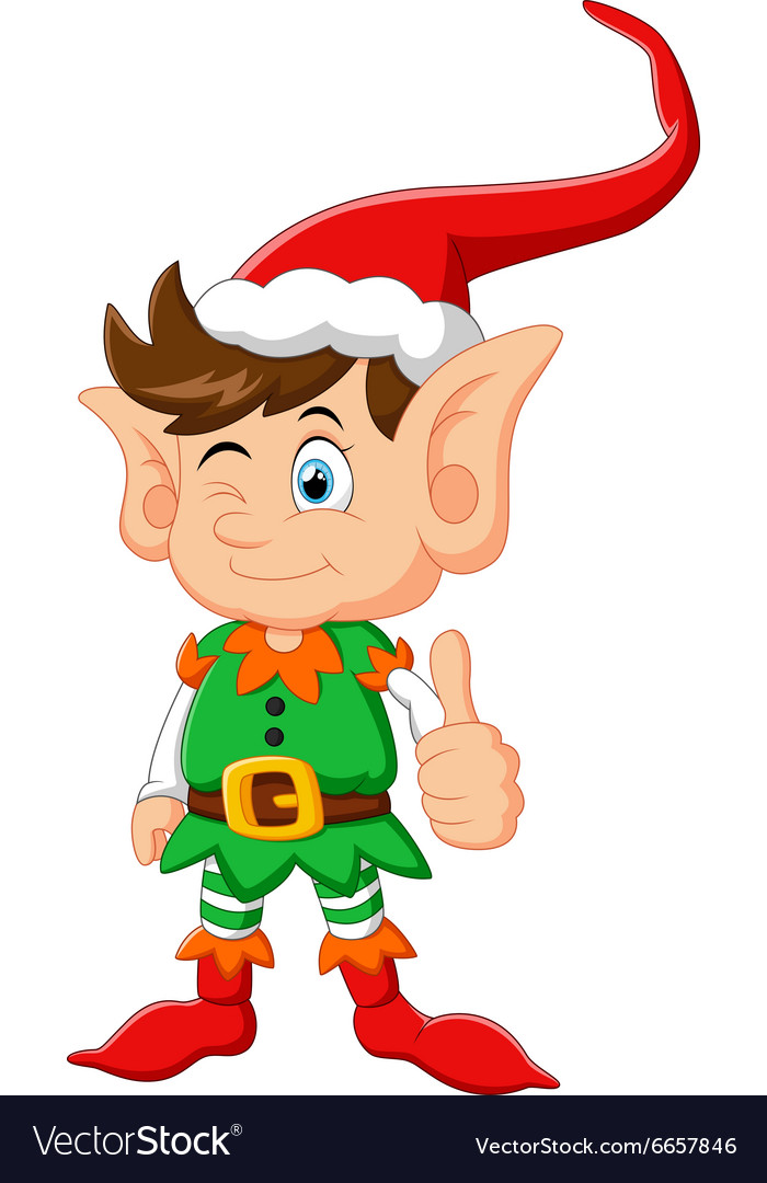 Cartoon elf giving thumb up Royalty Free Vector Image