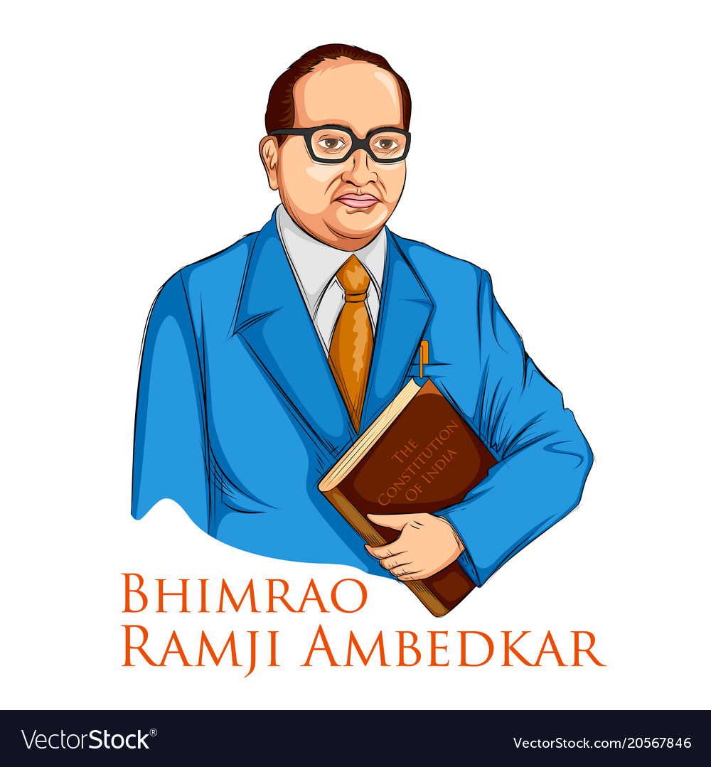 Dr bhimrao ramji ambedkar with constitution of Vector Image