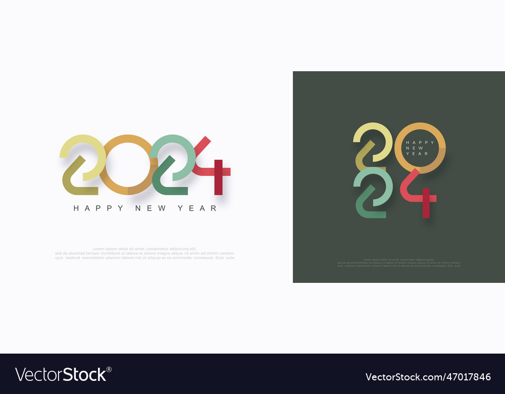 Happy new year 2024 set with a unique number