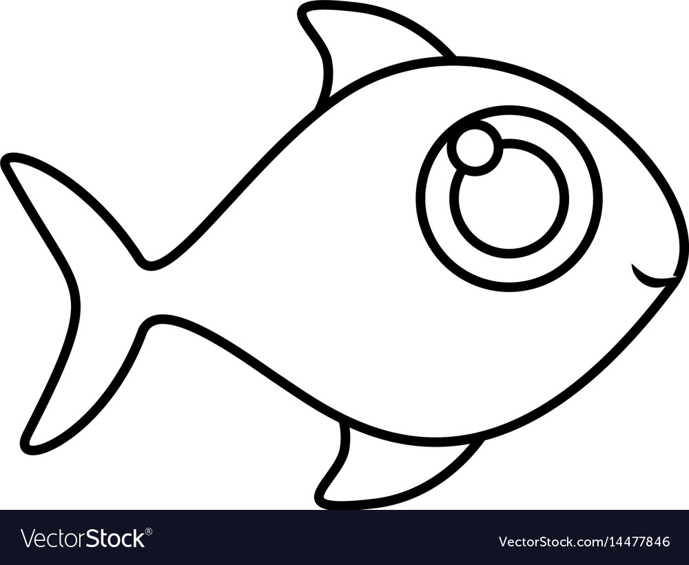 Monochrome silhouette of fish without scales Vector Image