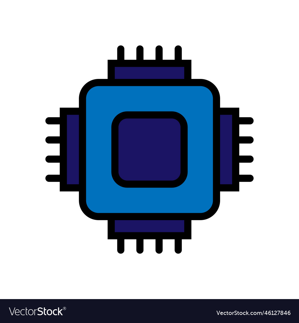 Processor line icon isolated on white background