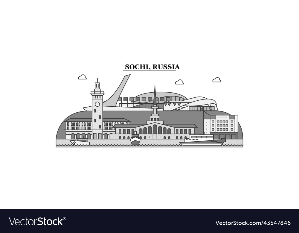 Russia sochi city skyline isolated