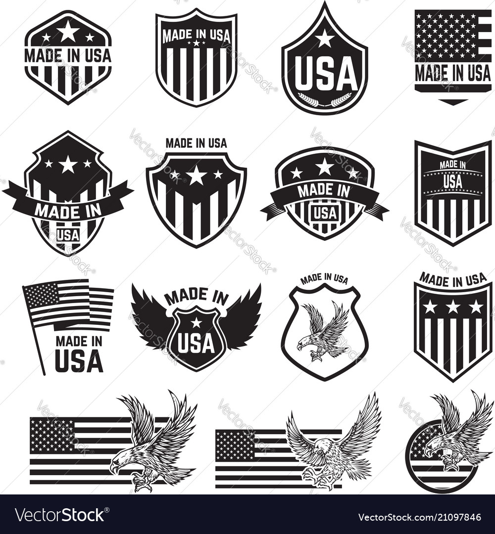 Set emblems with usa signs design elements vector image Set emblems with usa signs design elements