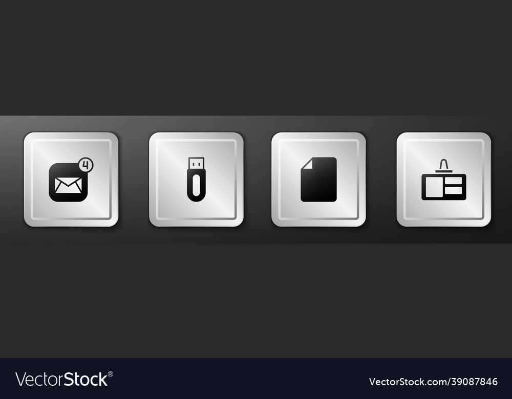 Set envelope usb flash drive file document vector image Set envelope usb flash drive file document