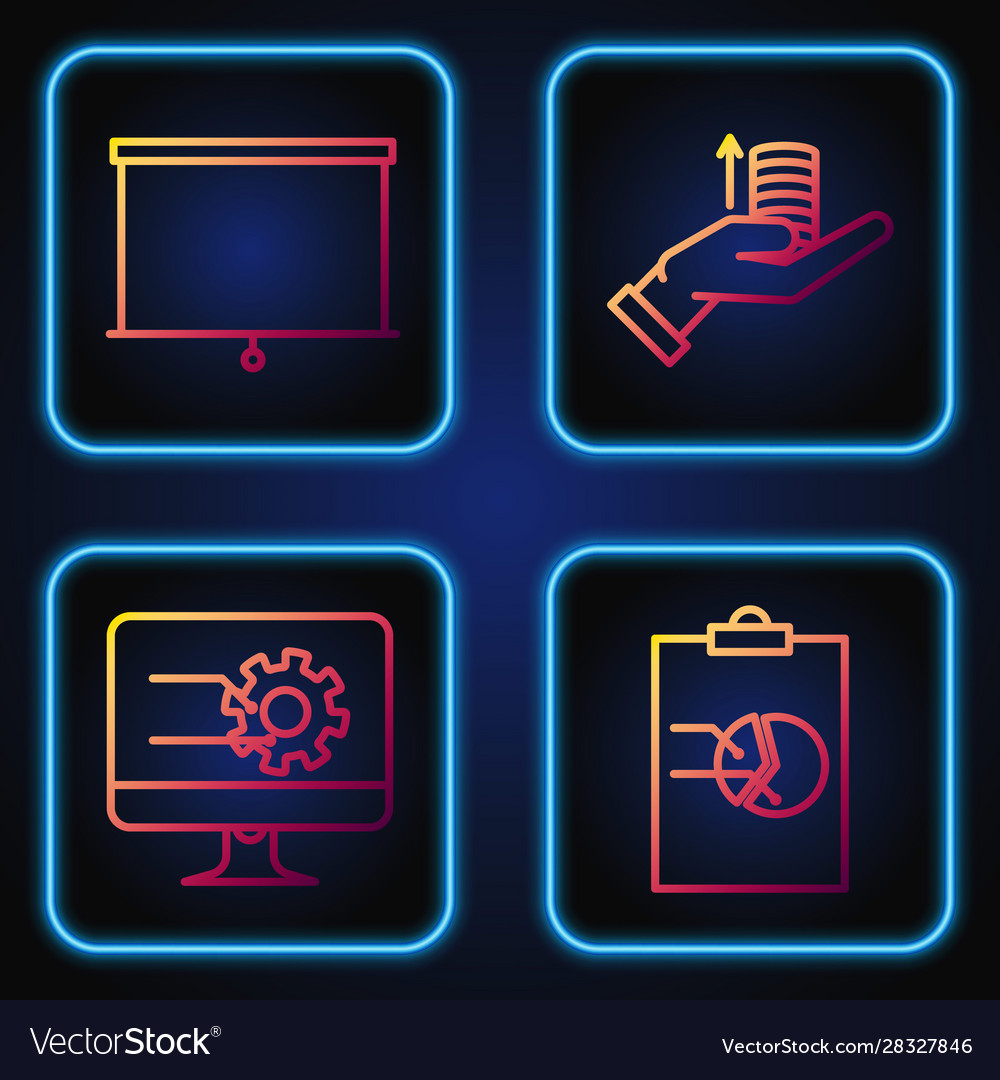 Set line clipboard with graph chart computer vector image Set line clipboard with graph chart computer