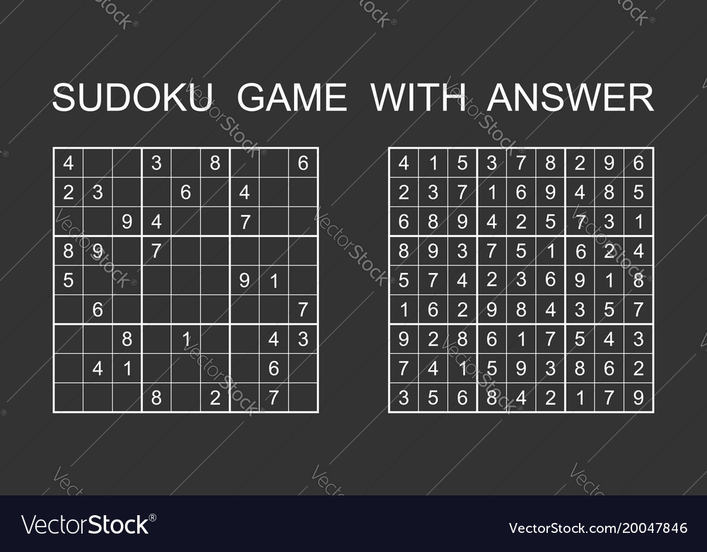 Sudoku game with answer puzzle numbers