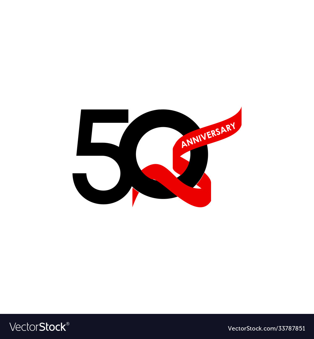 50 year anniversary black red ribbon template Vector Image