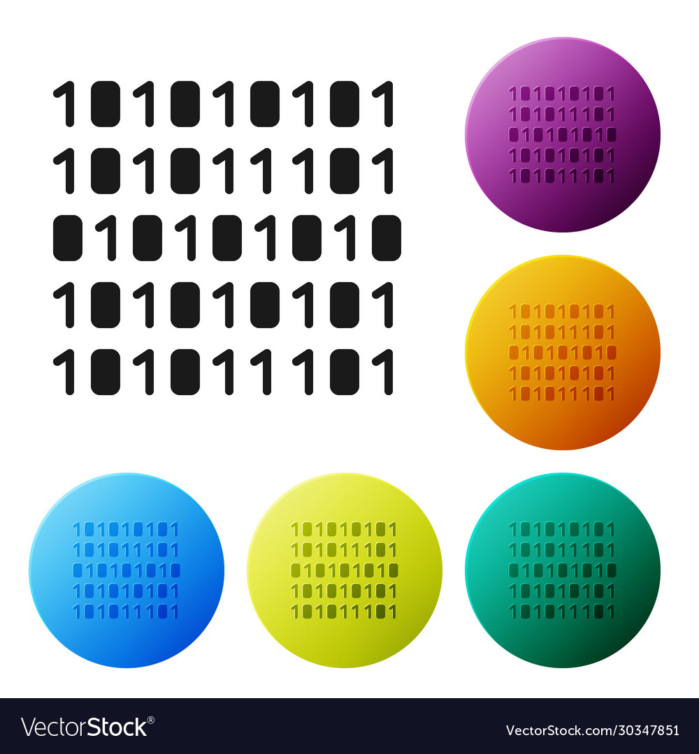 Black binary code icon isolated on white vector image Black binary code icon isolated on white