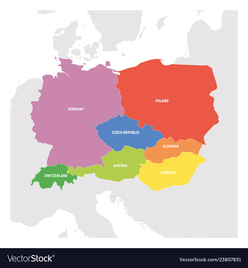 central-europe-region-colorful-map-of-countries-vector-image