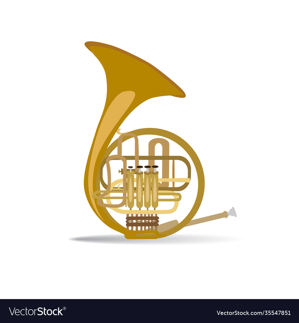 French horn flat style Royalty Free Vector Image