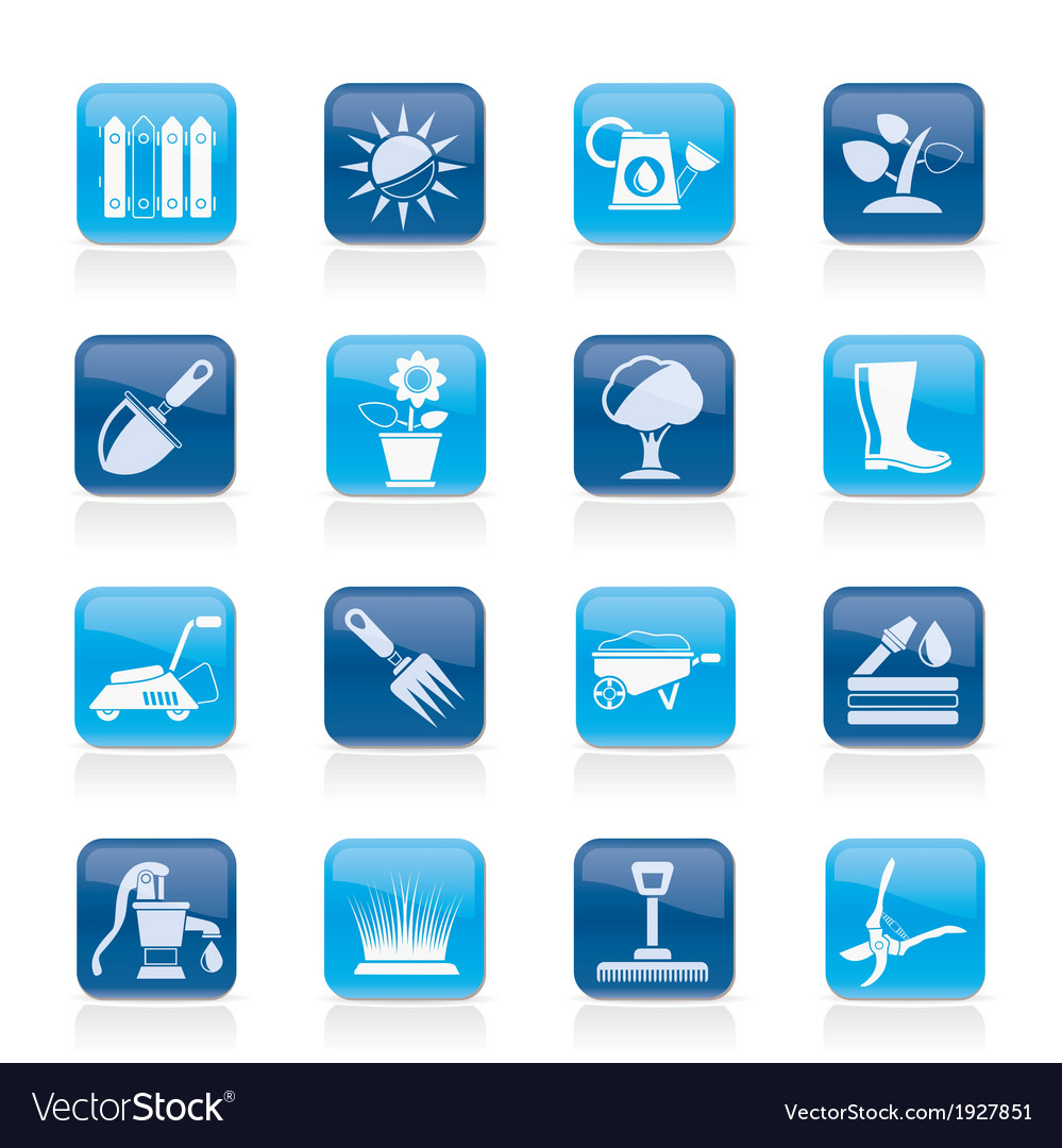 Gardening tools and objects icons