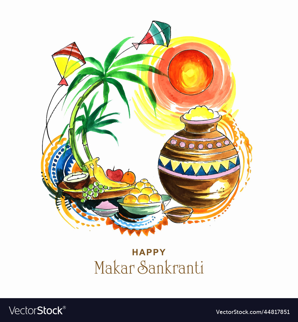 Happy makar sankranti holiday india festival Vector Image