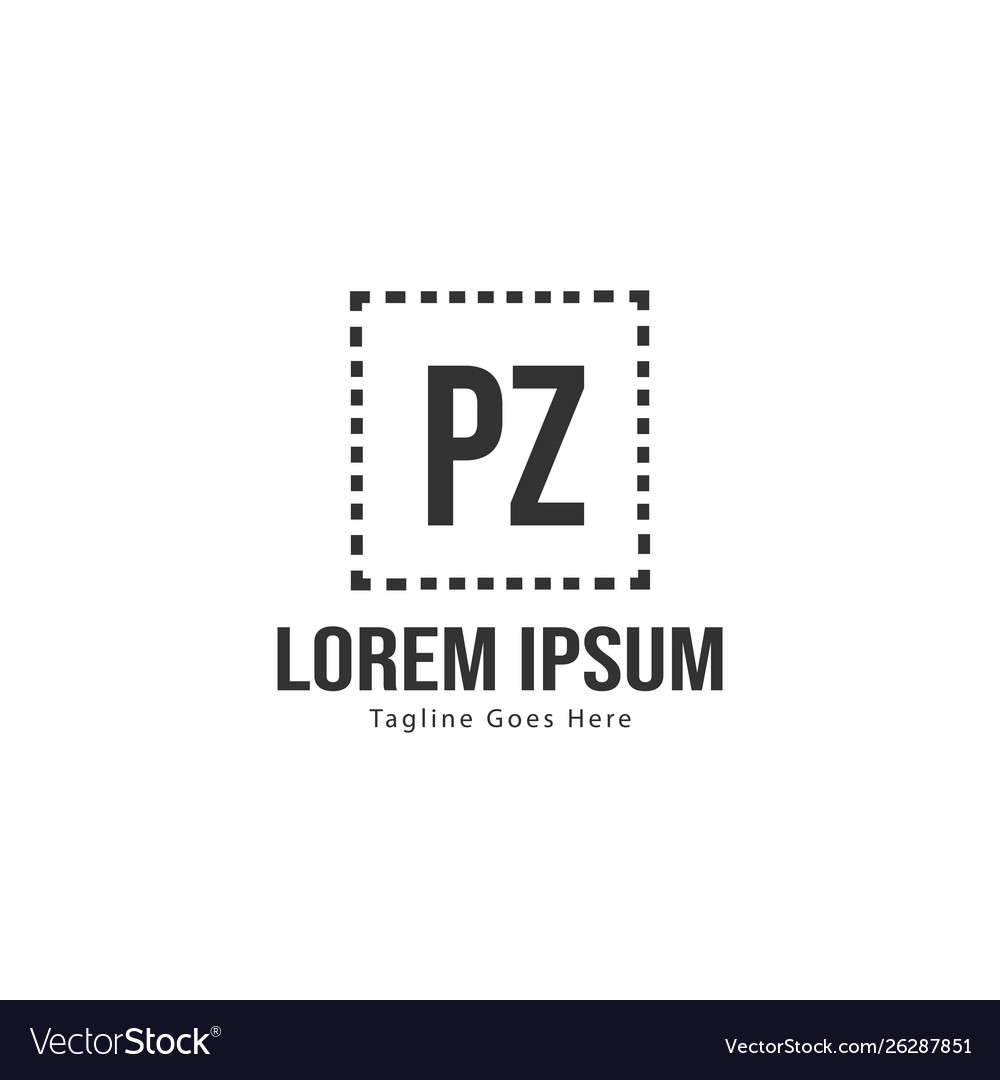 Initial pz Logo Vorlage mit modernem Rahmen