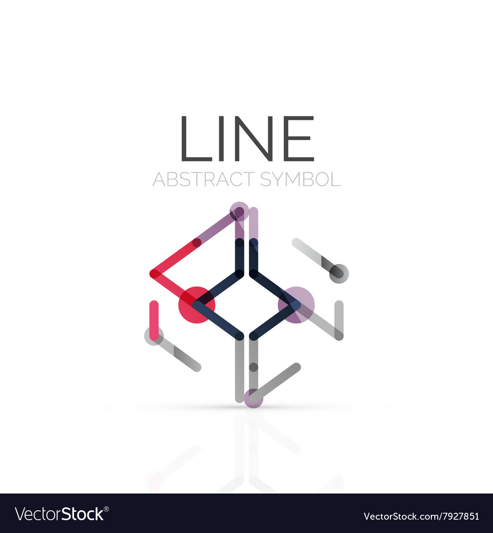 Linear abstract logo connected multicolored