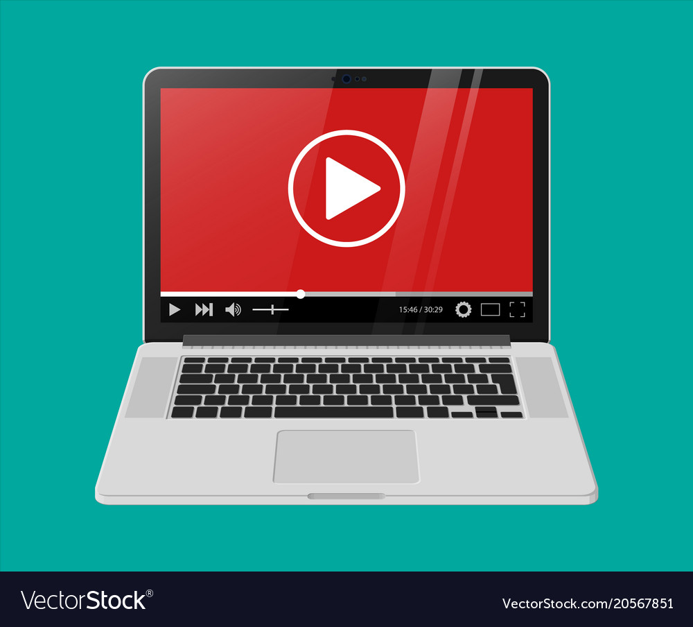 Modern notebook with video player on screen